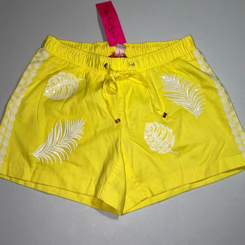 Lilly Pulitzer NWT 5" Katia Emb Shorts Watch Hill Yellow Fiesta Size XXS - Picture 14 of 16
